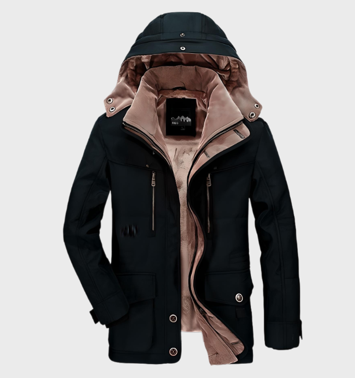 Maximus - Warme Herren-Winterjacke mit Kapuze und vielen Taschen