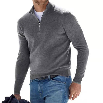 Luca Belloni Merino V-Ausschnitt Pullover mit Reißverschluss