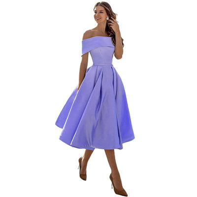 Amélie | Mode Lässig Trägerlos Satin Partykleid