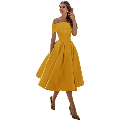 Amélie | Mode Lässig Trägerlos Satin Partykleid