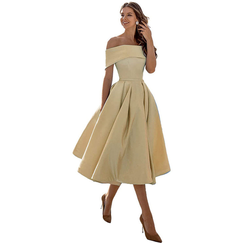 Amélie | Mode Lässig Trägerlos Satin Partykleid