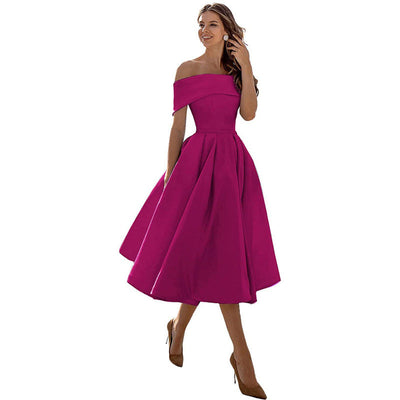 Amélie | Mode Lässig Trägerlos Satin Partykleid