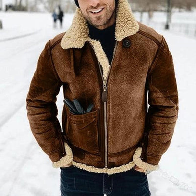 Axel | Winter Lederjacke mit Kunstfellfutter für Herren