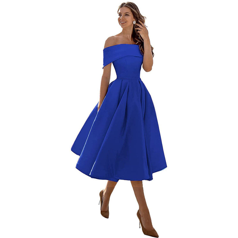 Amélie | Mode Lässig Trägerlos Satin Partykleid