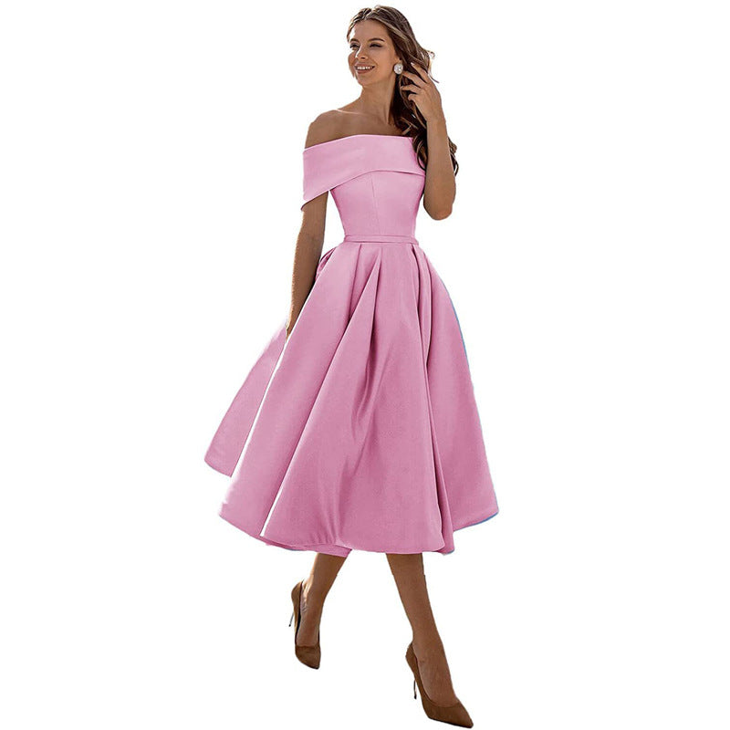 Amélie | Mode Lässig Trägerlos Satin Partykleid