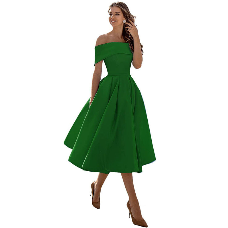 Amélie | Mode Lässig Trägerlos Satin Partykleid