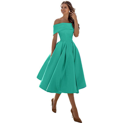 Amélie | Mode Lässig Trägerlos Satin Partykleid