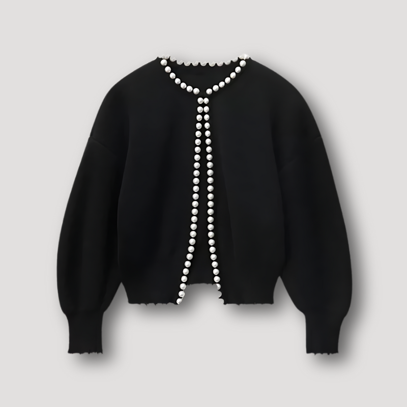 Bravon | Stricken Perle Verschönert Frayed Cardigan für Damen