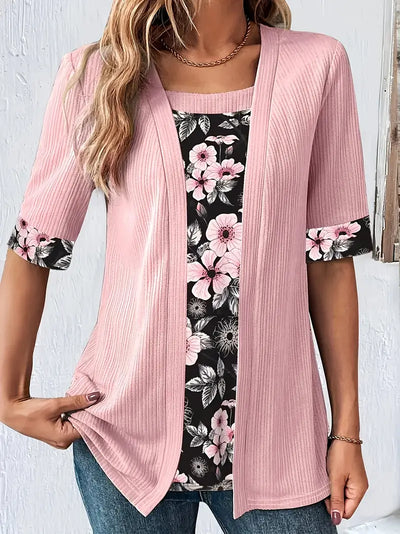 2 in 1 Shirt mit Blumendruck für Damen