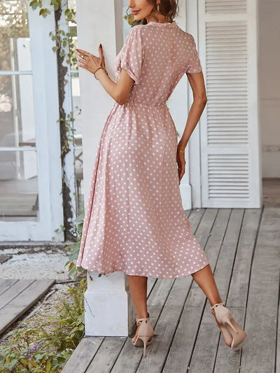 Rina | Polka Dot Midikleid Damen für den Sommerurlaub