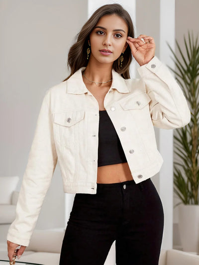 Emmy | Jeansjacke damen mit Revers und Knopfleiste