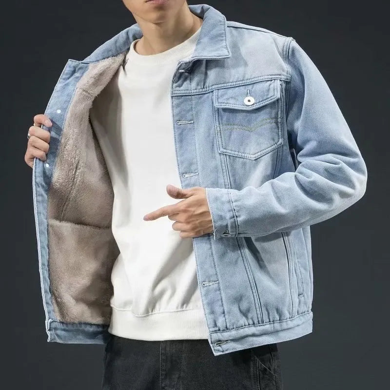 Benedikt | Winter Herren Denim Jacke mit Fleece-Futter