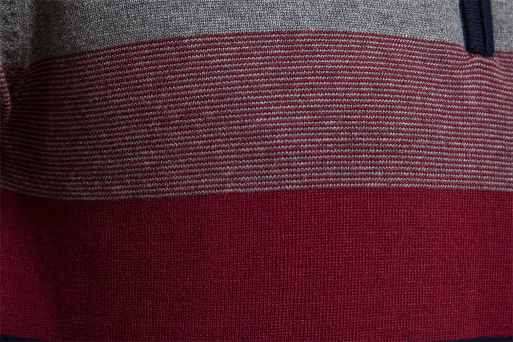 Nilo - raffinierter, gestreifter slim-fit-herrenpullover mit reißverschluss