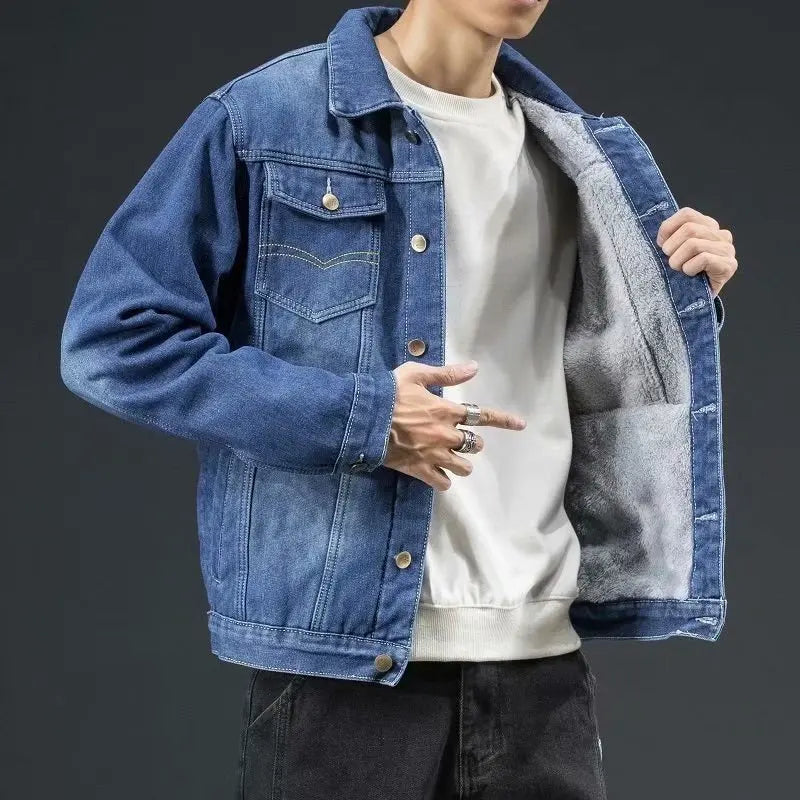 Benedikt | Winter Herren Denim Jacke mit Fleece-Futter