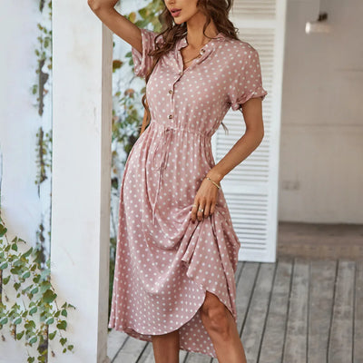 Rina | Polka Dot Midikleid Damen für den Sommerurlaub