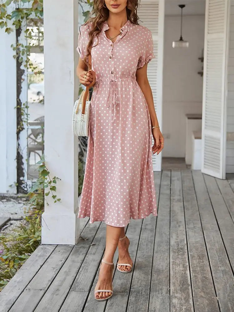 Rina | Polka Dot Midikleid Damen für den Sommerurlaub