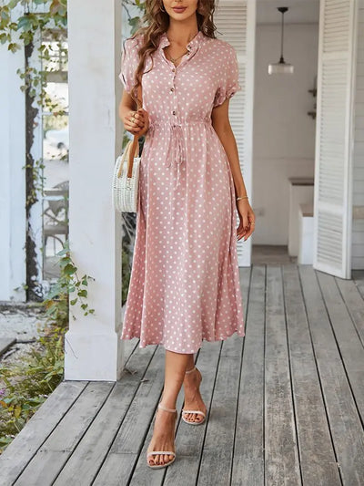 Rina | Polka Dot Midikleid Damen für den Sommerurlaub