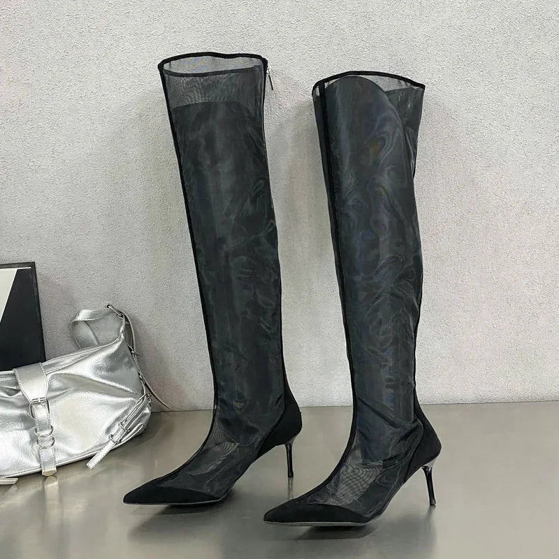 Bella | Overknee Stiefel Damen mit Absatz und Reißverschluss