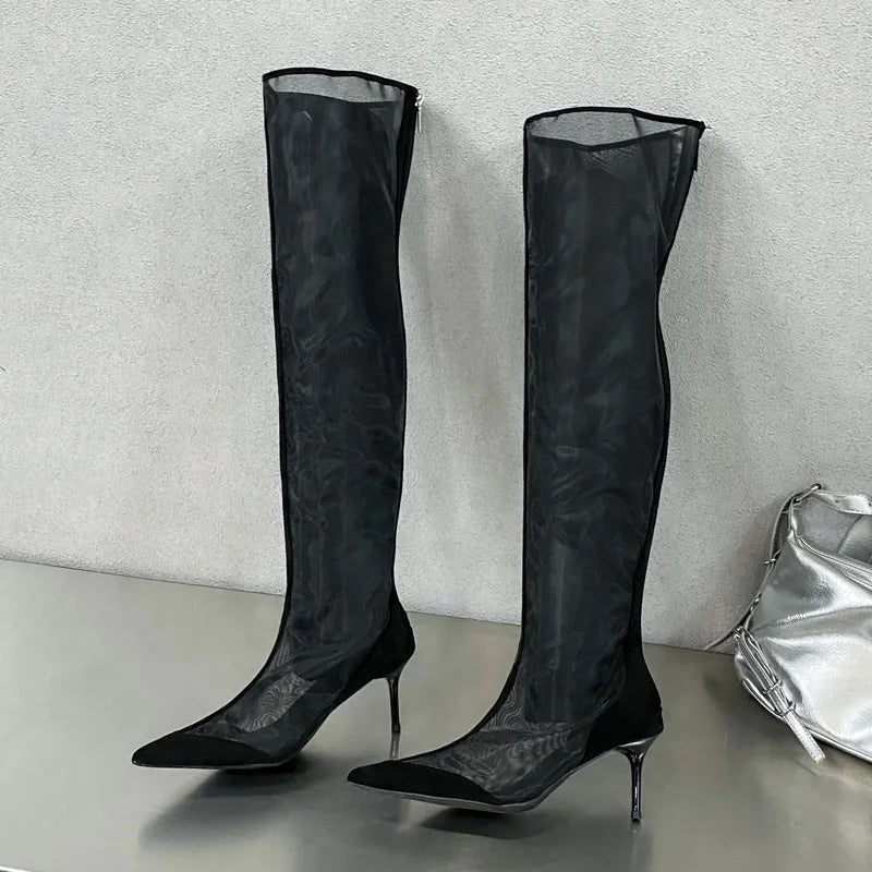 Bella | Overknee Stiefel Damen mit Absatz und Reißverschluss