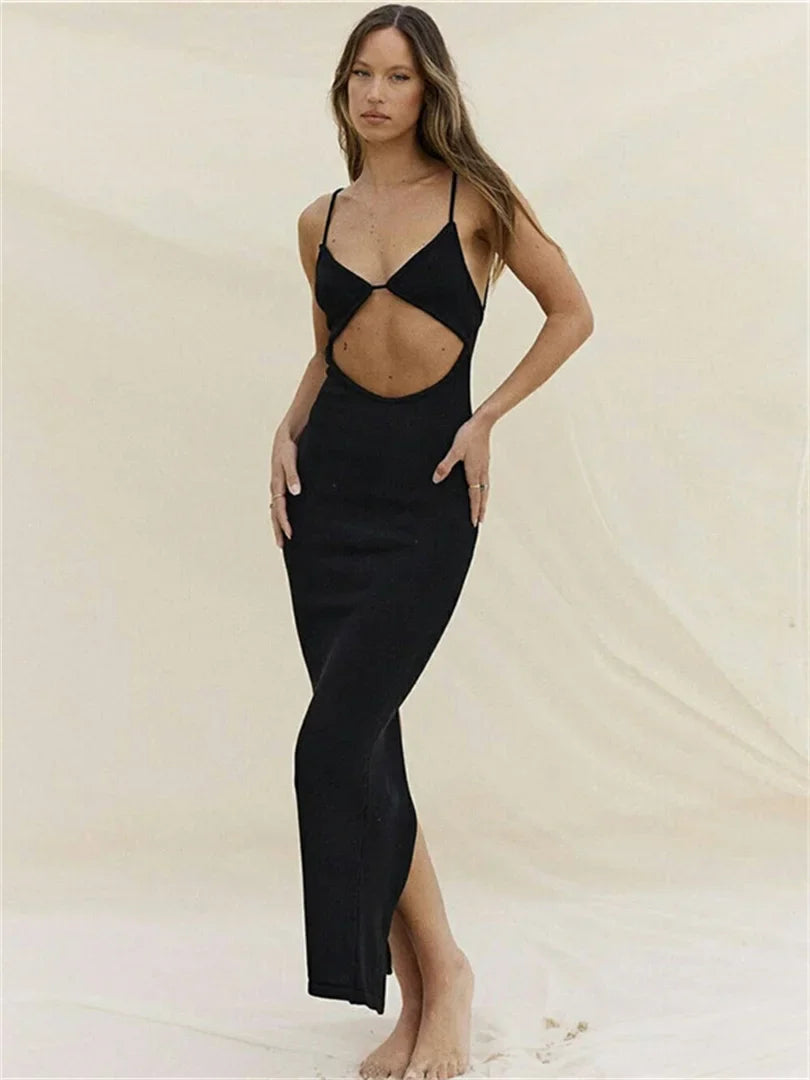 Ren | Rückenfreies Bodycon Strandkleid Damen mit V-Ausschnitt