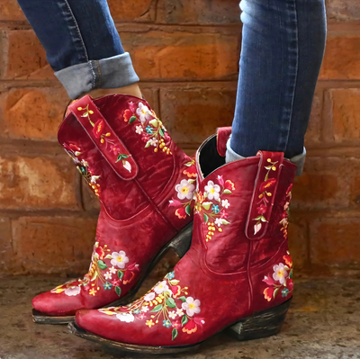 Nina | Wetterfeste leder vintage cowgirl stiefel