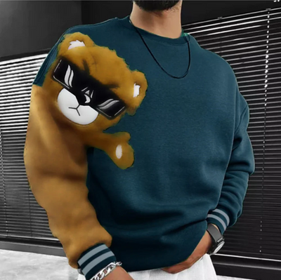 Bernd - sweatshirt mit cartoon-bär-stickerei für herren