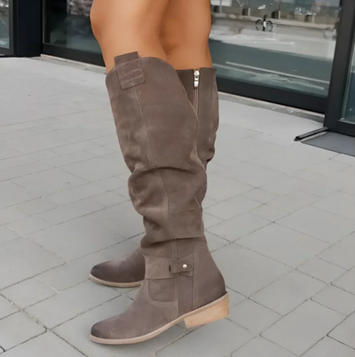 Felicia - luxus-damenstiefel aus wildleder mit rutschfester sohle