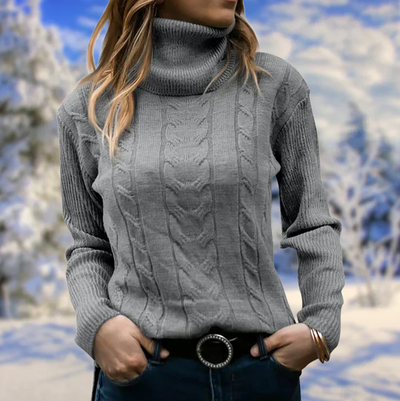 Lilja - schicker winterpullover für damen mit langem kragen