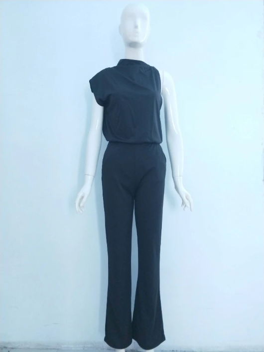 WOLFF Damen Jumpsuit Mit Rundhalsausschnitt, Armellos Und Weitem Bein