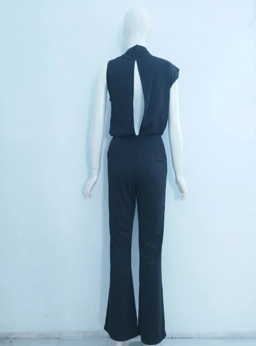 WOLFF Damen Jumpsuit Mit Rundhalsausschnitt, Armellos Und Weitem Bein