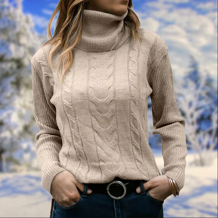 Lilja - schicker winterpullover für damen mit langem kragen