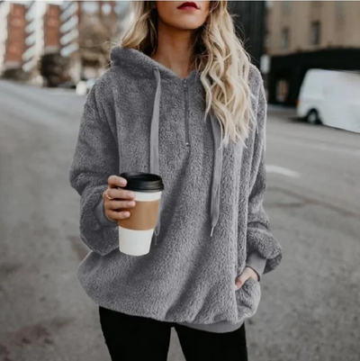 Ysabeau - fleece-pullover mit kapuze für frauen