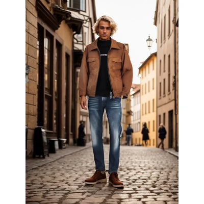 Alestan | Suede Kurzjacke mit Reißverschluss Herren