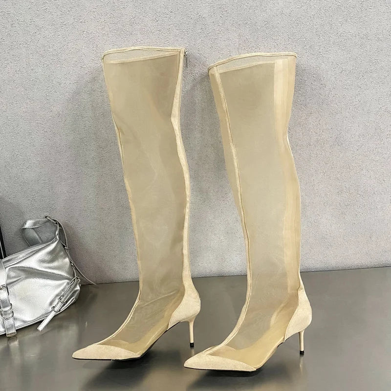 Bella | Overknee Stiefel Damen mit Absatz und Reißverschluss