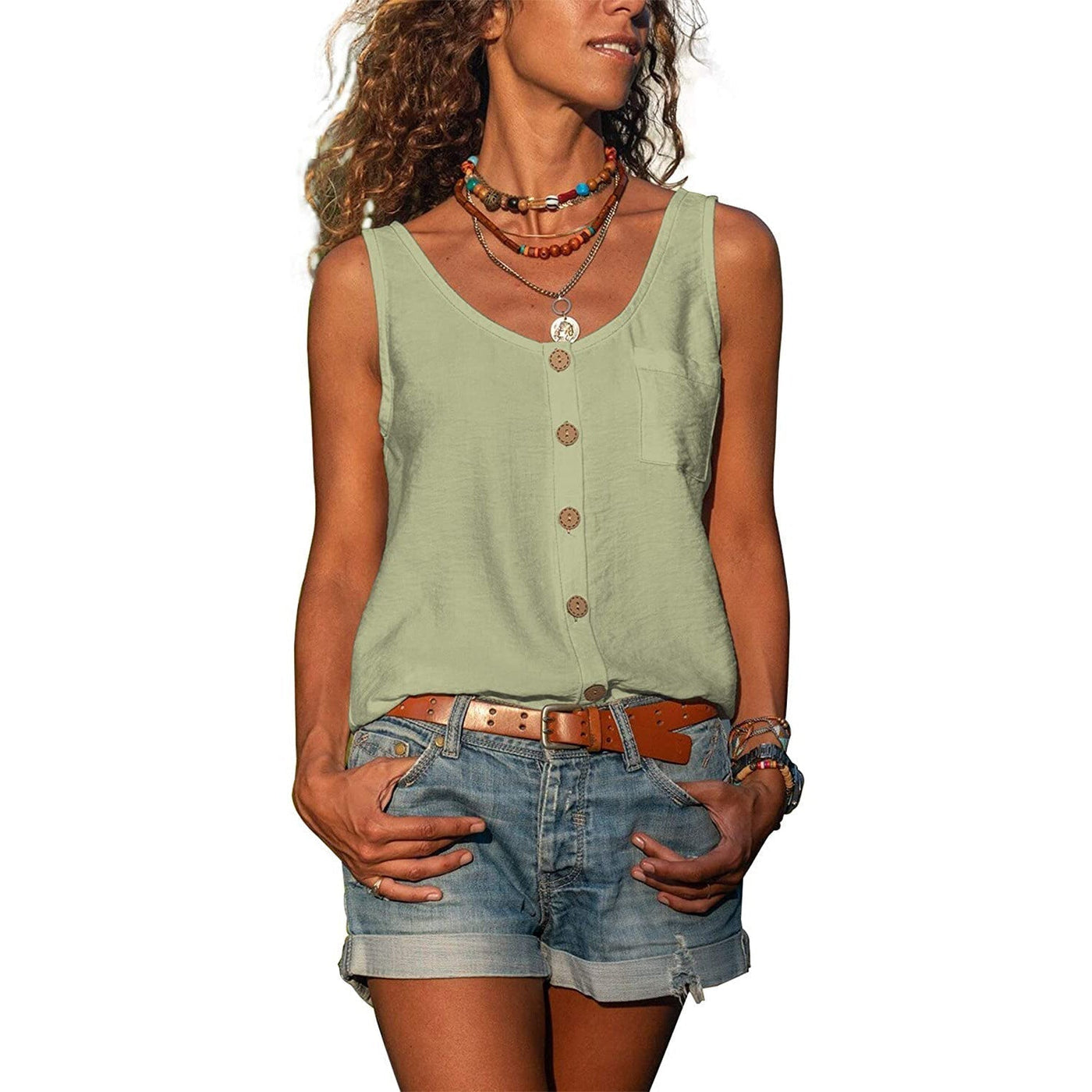 Hannah - Tanktop mit Knopfleiste und Tasche