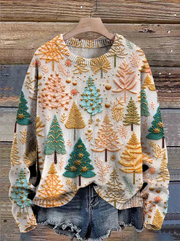 Weihnachtspullover – übergroßer Weihnachtsbaum-strickpullover für damen