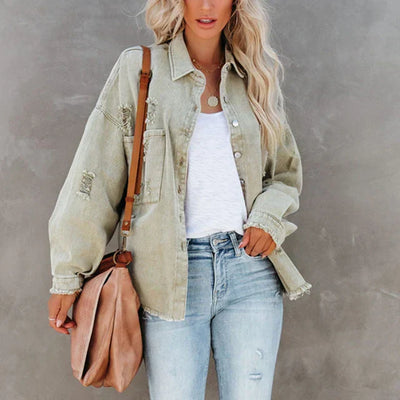 Avalon | Casual Oversized Denimjacke mit Used-Look