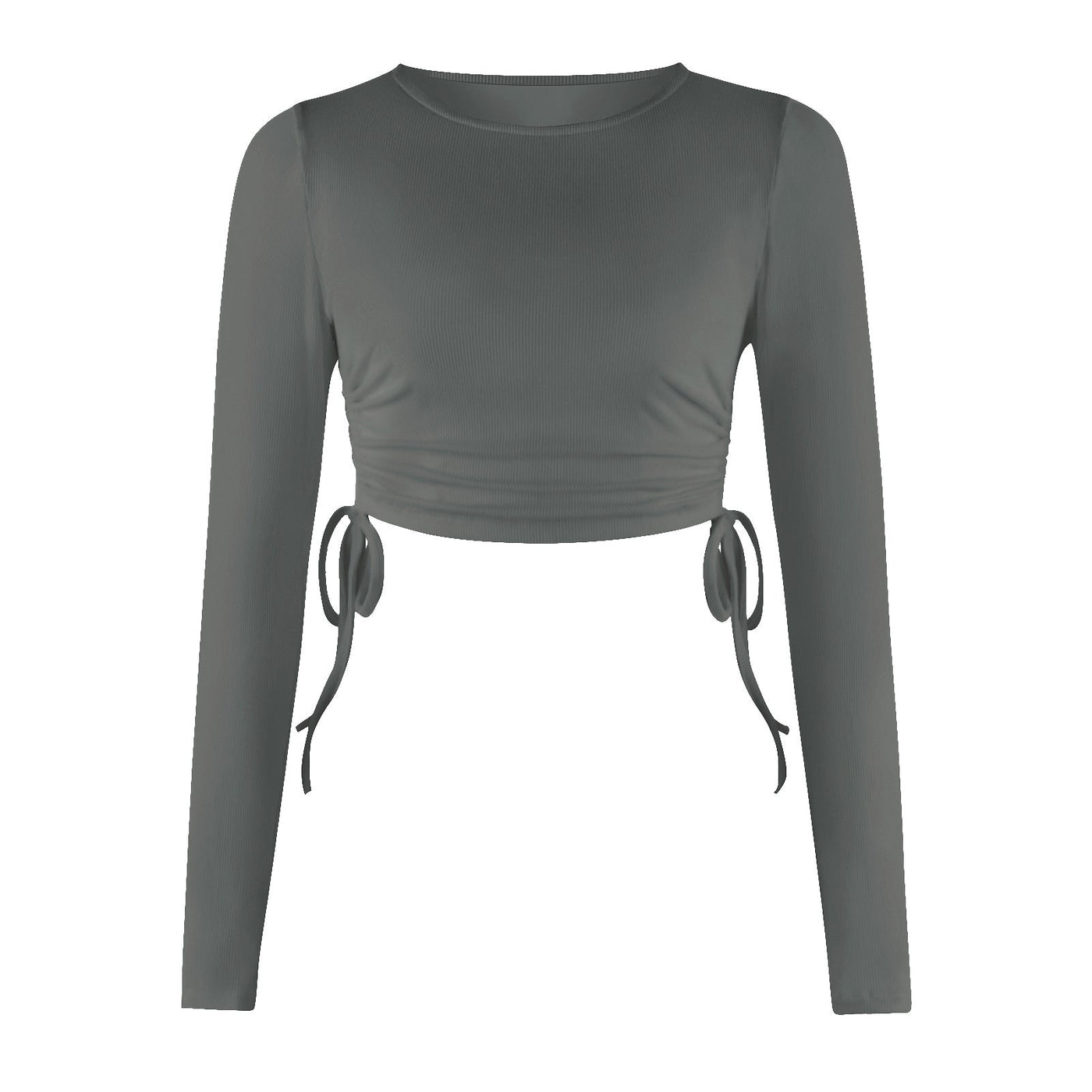 Avalynn | Kordelzug Rundhalsausschnitt Langärmeliges Cropped-T-Shirt Thread Top