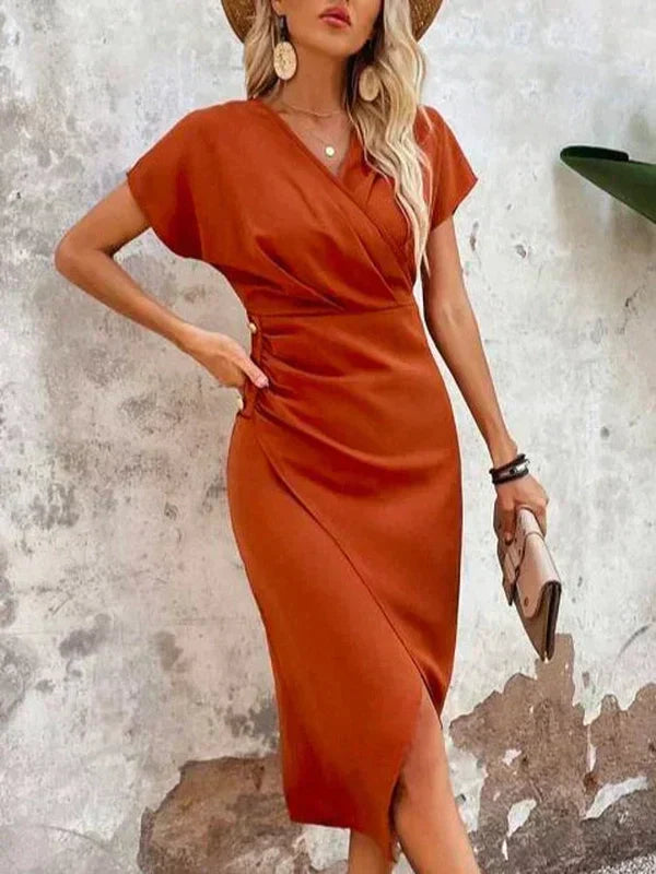 Berlotti | Elegantes V-Ausschnitt Midi-Kleid