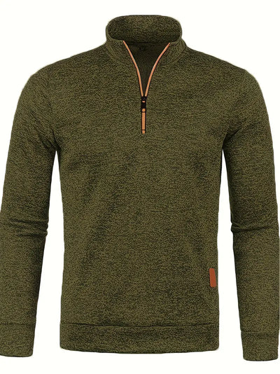 Tasche - stylischer fleece-herrenpullover mit halbem reißverschluss