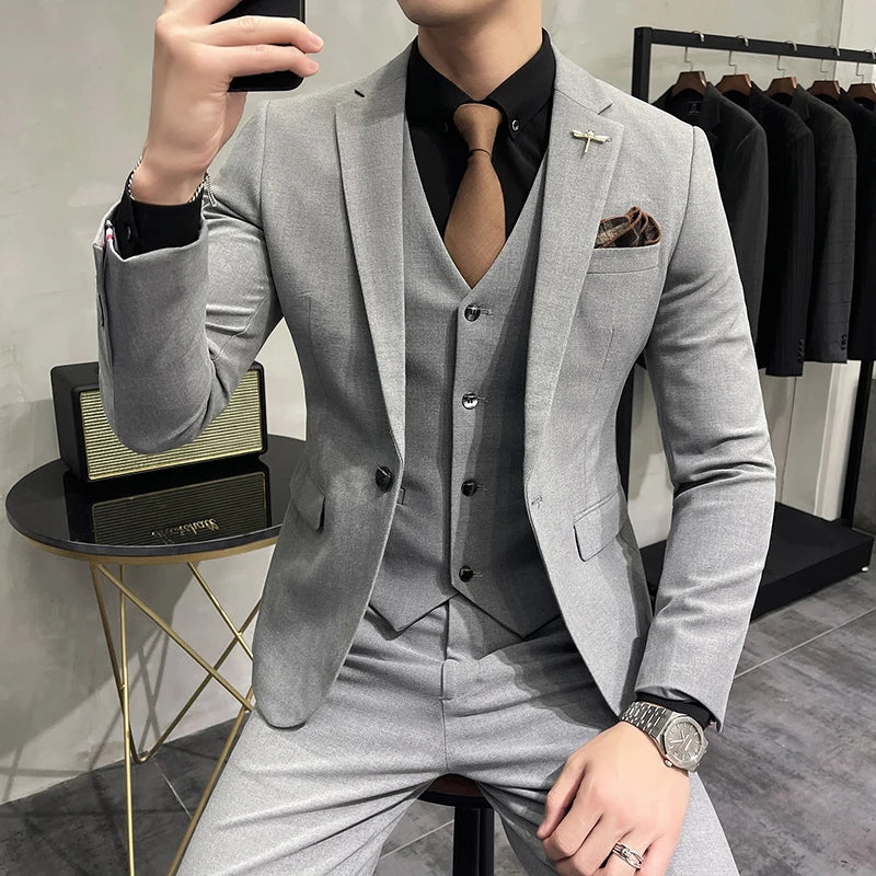 Elroy - 3-teiliges set für herren bestehend aus schlichtem business-blazer, weste und hose