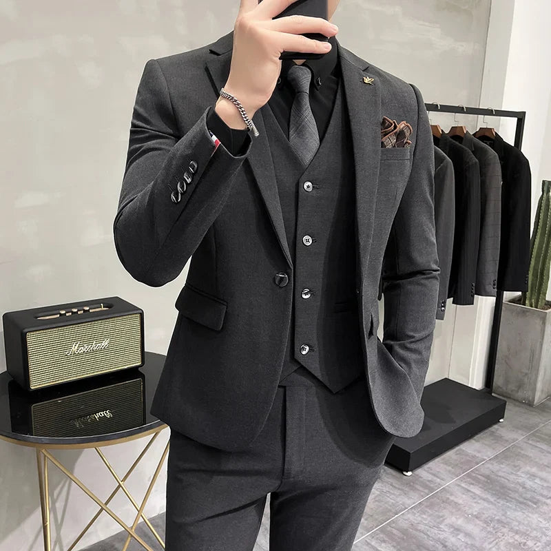 Elroy - 3-teiliges set für herren bestehend aus schlichtem business-blazer, weste und hose