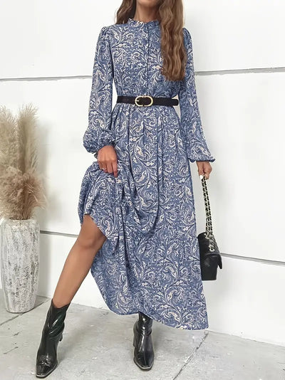 Beau - Boho-Blüte Langärmeliges Rüschenkleid