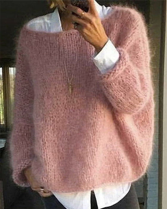 Farbiger pullover mit rundhalsausschnitt