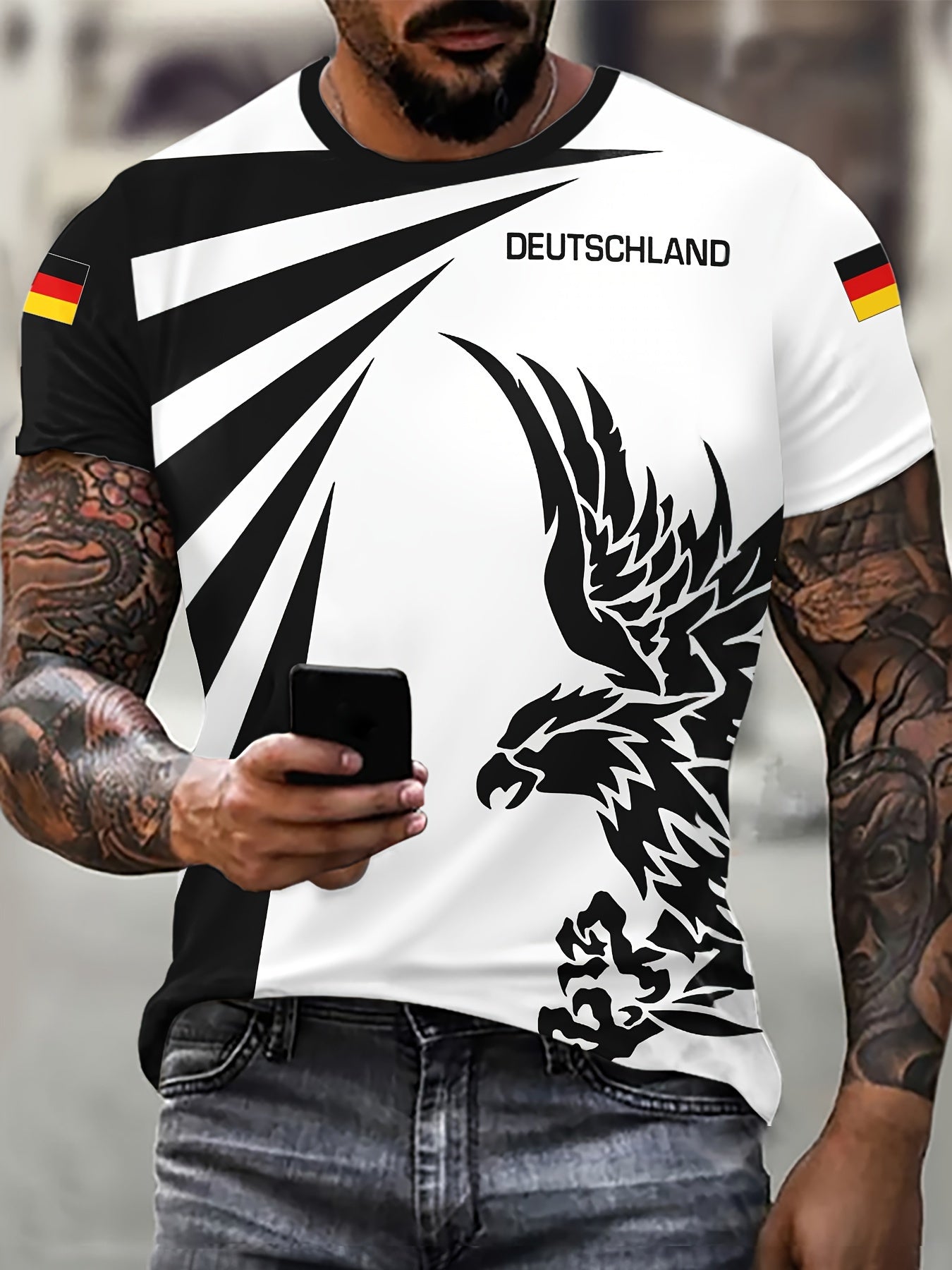 Adrean | Deutschland Euro 2024 Herren Fußball Trikot mit Adler Druck