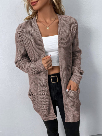 Uliana - elegante lange damen-strickjacke mit v-ausschnitt