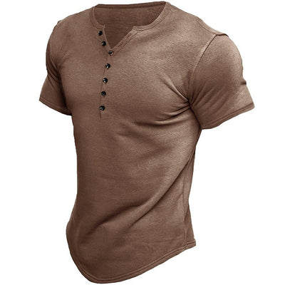 Max Vintage | Herren Henley T-Shirt mit Kurzen Ärmeln und Einfarbigem Design