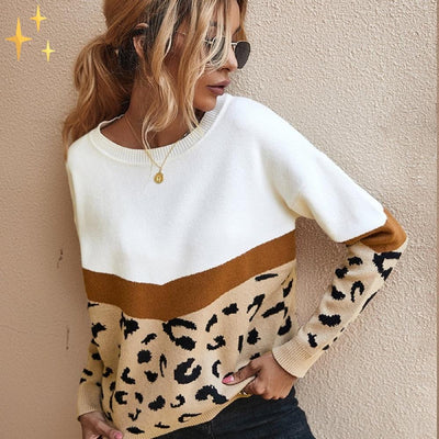 Tess Modischer Pullover mit Leopardenmuster für einen bequemen und modischen Look