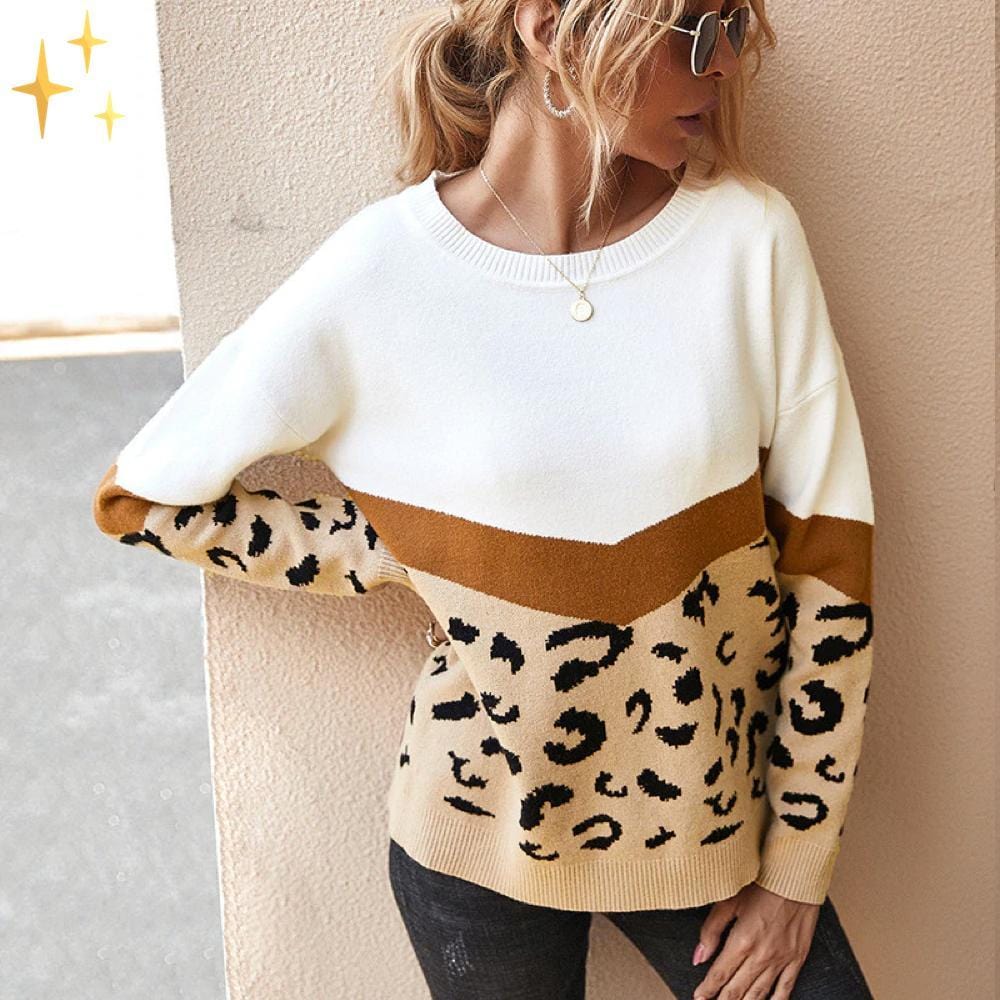 Tess Modischer Pullover mit Leopardenmuster für einen bequemen und modischen Look