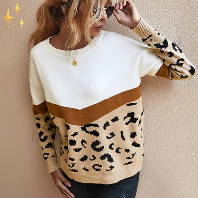 Tess Modischer Pullover mit Leopardenmuster für einen bequemen und modischen Look